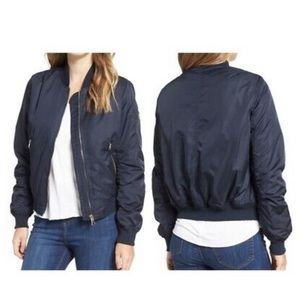 TOPSHOP Navy Blue Ma1 Bomber Jacket, Size 4